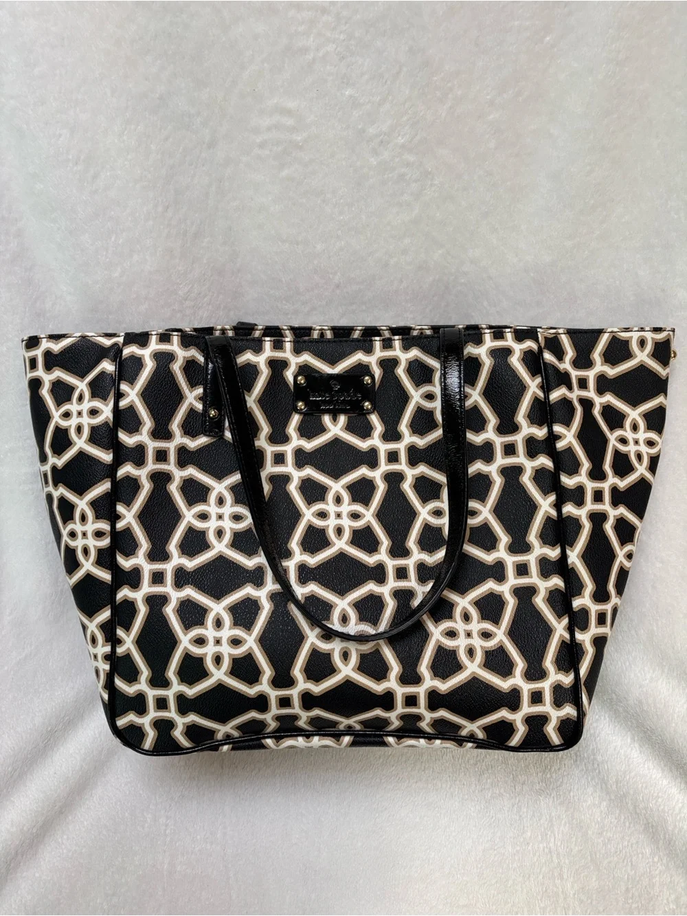 kate spade Black and Cream Geometric Pattern Tote
